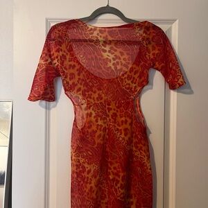 Red and Orange Animal Print Bodysuit